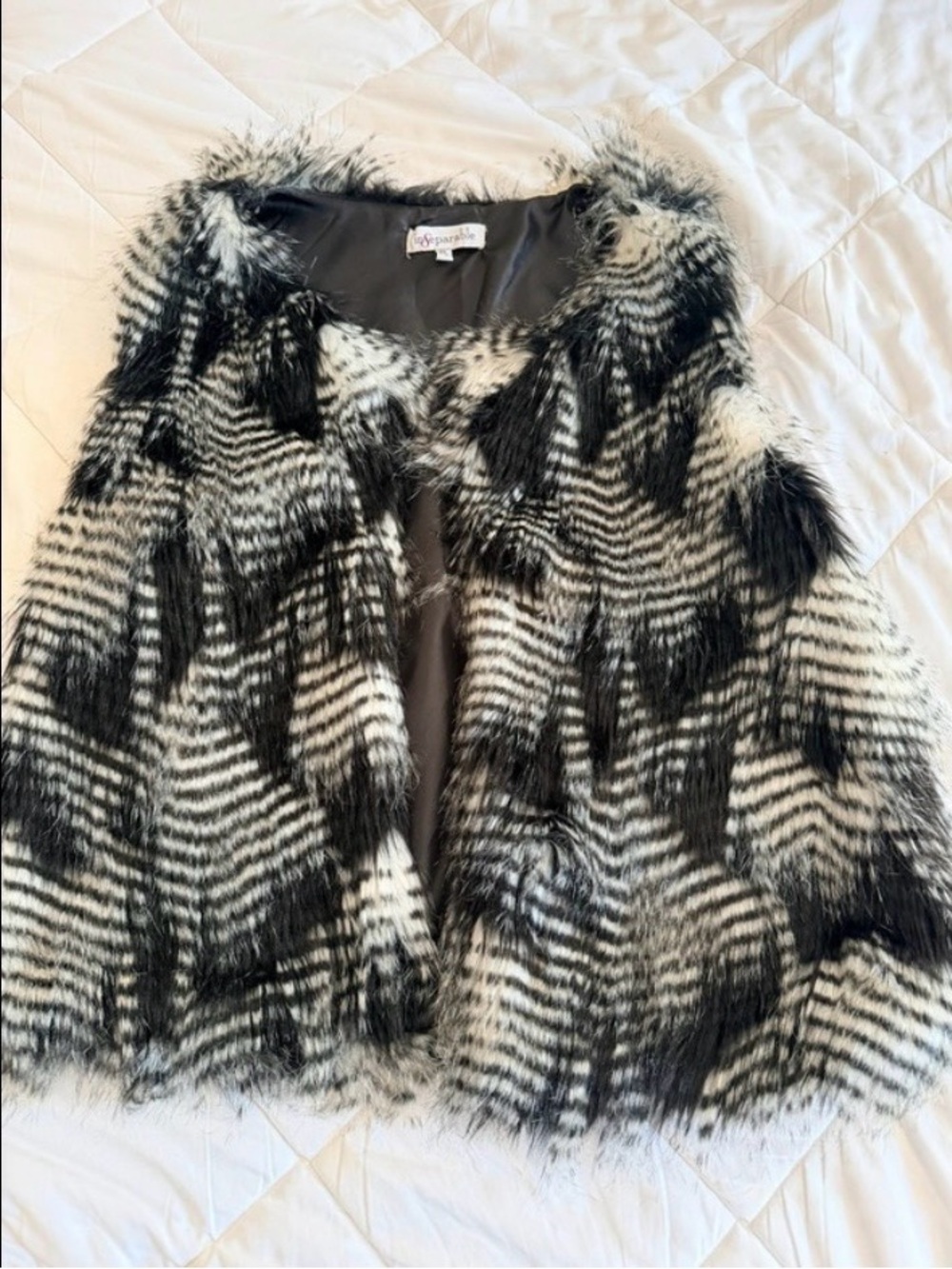 superdown Black & White Faux Fur Teddy Jacket